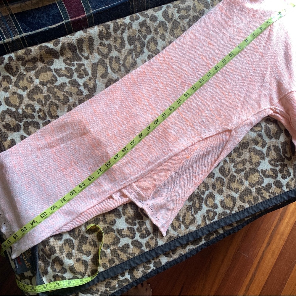 FREE PEOPLE high low pockets peach knit tunic top shirt XS coastal linen boxy - Picture 8 of 9